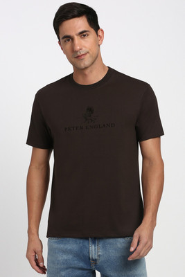 PETER ENGLAND Graphic Print Men Crew Neck Brown T-Shirt