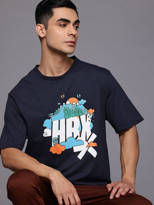 HRX by Hrithik Roshan Printed Men Round Neck Blue T-Shirt