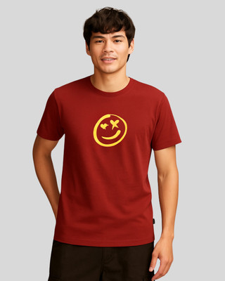 Sun N Summer Graphic Print Men Round Neck Red T-Shirt