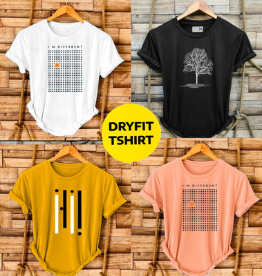 FASHLOOK Printed Men Round Neck Multicolor T-Shirt