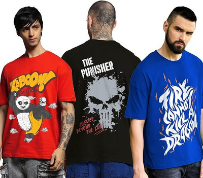 miller johnson Graphic Print, Printed, Solid Men Round Neck Blue T-Shirt