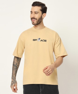 TRIOCOMET Printed Men Round Neck Beige T-Shirt