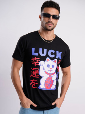 Bene Kleed Graphic Print Men Round Neck Black T-Shirt