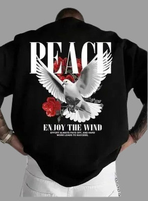 Mark TP Printed Men Round Neck Black T-Shirt