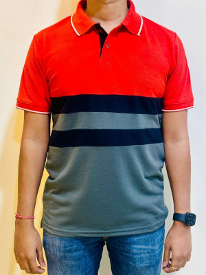 SAAV Colorblock Men Polo Neck Multicolor T-Shirt