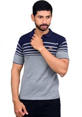 HouseOfCommon Striped Men Polo Neck Multicolor T-Shirt