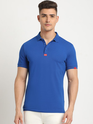THE BEAR HOUSE Solid Men Polo Neck Dark Blue T-Shirt