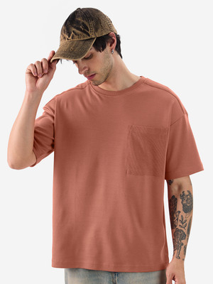 The Souled Store Solid Men Round Neck Orange T-Shirt