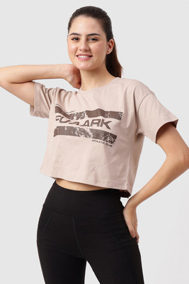 FuaarK Solid Women Round Neck Beige T-Shirt