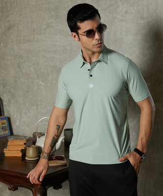 CAMPUS SUTRA Solid Men Polo Neck Green T-Shirt