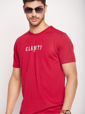 UBX Typography Men Round Neck Red T-Shirt