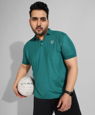 Instafab Plus Solid Men Polo Neck Green T-Shirt