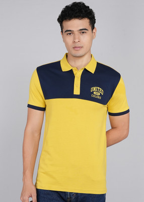 United Colors of Benetton Colorblock Men Polo Neck Yellow T-Shirt