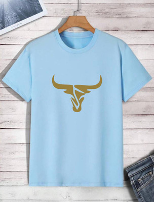 Twenty2Creation Printed Men Round Neck Light Blue T-Shirt