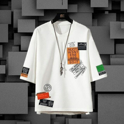 NB NICKY BOY Typography Men Round Neck White T-Shirt