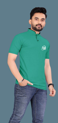 rggarment Solid Men Mandarin Collar Red T-Shirt