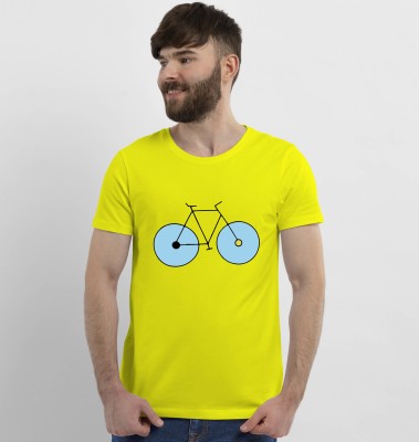 Print Lock Graphic Print Men Round Neck Yellow T-Shirt