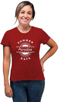SmarTee Street Printed Women Round Neck Red T-Shirt