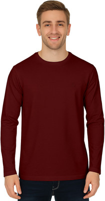 CELSIUS Solid Men Round Neck Maroon T-Shirt