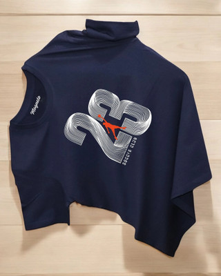 DRIPTHREAD Printed Men Round Neck Navy Blue T-Shirt