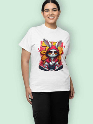Clori Printed Women Round Neck White T-Shirt