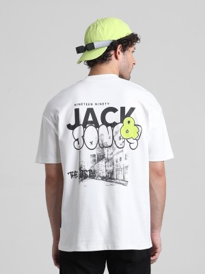 JACK & JONES Printed Men Round Neck White T-Shirt