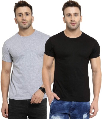 SCOTT INTERNATIONAL Solid Men Round Neck Black, Grey T-Shirt