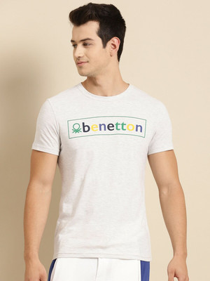 United Colors of Benetton Solid Men Round Neck Grey T-Shirt