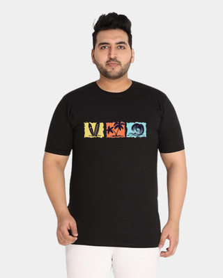 KIXO PLUS Graphic Print Men Round Neck Black T-Shirt