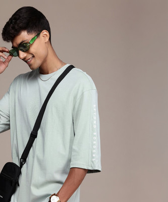 WROGN Solid Men Round Neck Green T-Shirt