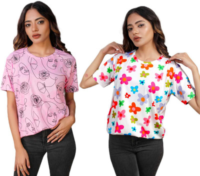 Apache Printed Women Round Neck Multicolor T-Shirt