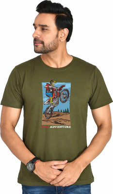 Burundi Blu Printed, Typography Men Round Neck Green T-Shirt