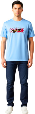 dolve Solid Men Round Neck Blue T-Shirt