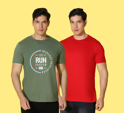 WOOSTRO Printed, Solid Men Round Neck Multicolor T-Shirt
