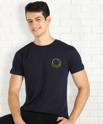 Moda Rapido Printed Men Round Neck Navy Blue T-Shirt