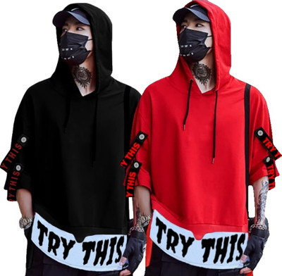 Try This Colorblock Men Polo Neck Red, Black T-Shirt