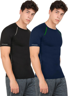never lose Solid Men Round Neck Dark Blue, Black T-Shirt