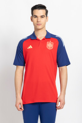 ADIDAS Graphic Print Men Polo Neck Red T-Shirt