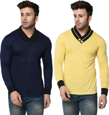 Adorbs Trend Solid Men V Neck White T-Shirt