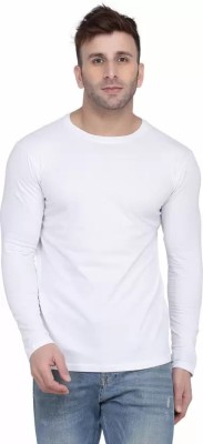 Hannman Trends Solid Men Round Neck White T-Shirt