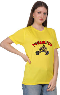 AltaModa Printed Women Round Neck Yellow T-Shirt
