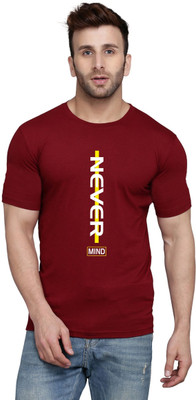 SLOWLORIS Printed Men Round Neck Maroon T-Shirt