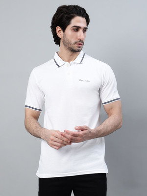 CANTABIL Solid Men Polo Neck White T-Shirt