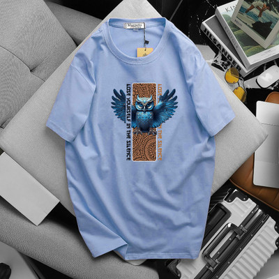 Magneto Printed Men Round Neck Light Blue T-Shirt