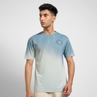Ajile By Pantaloons Washed/Ombre Men Round Neck Green T-Shirt
