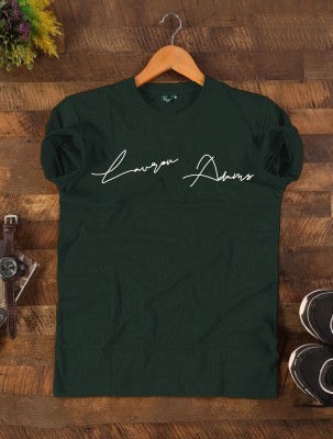 Lauren Adams Embroidered Men Round Neck Dark Green T-Shirt