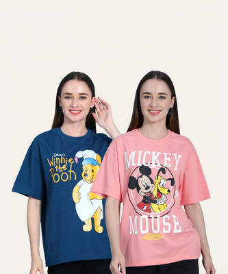 DreamBe Printed Women Round Neck Multicolor T-Shirt