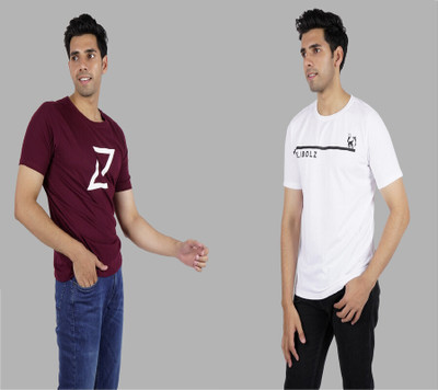 HouseOfCommon Printed Men Round Neck Maroon, White T-Shirt