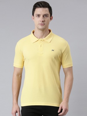 Force NXT Solid Men Polo Neck Yellow T-Shirt