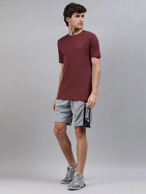 OrrganicChics Solid Men Round Neck Maroon T-Shirt
